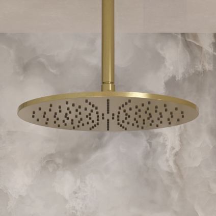 Lifestyle image of Crosswater 3ONE6 316 Brushed Brass 300mm Round Shower Head